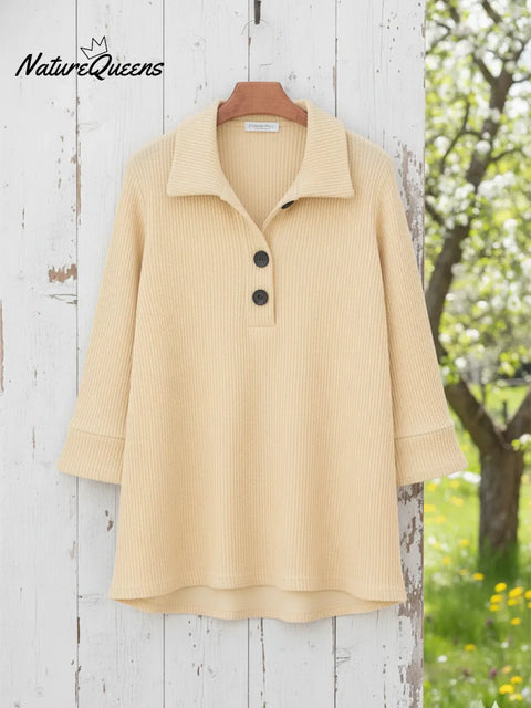 Women's Casual Stand-collar Button-up Pullover