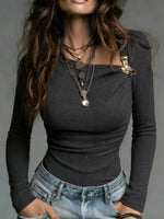 Women's Cotton Linen Solid Color Long Sleeves Shirt