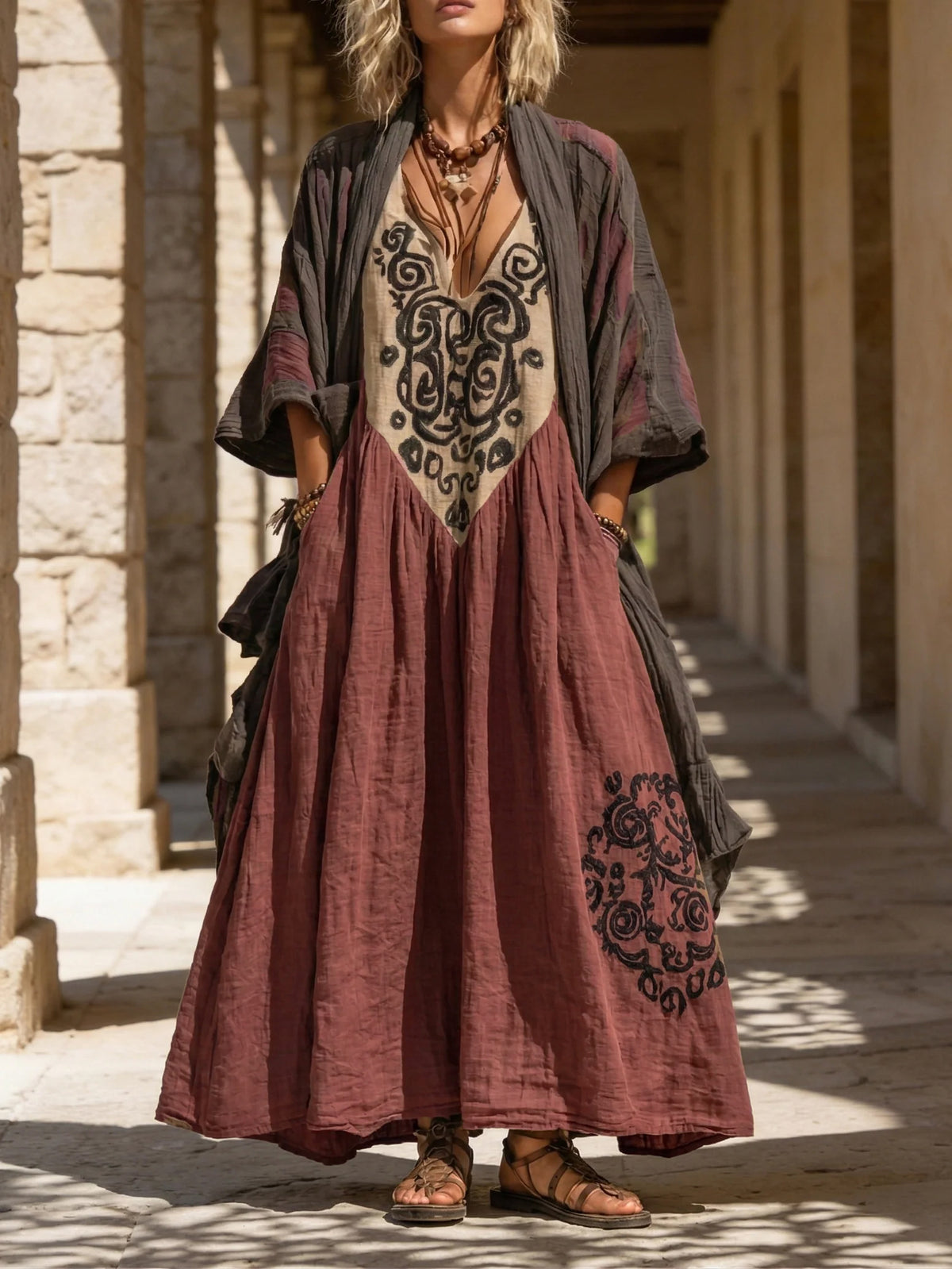 Boho Retro Loose Linen Cotton Two-piece Set