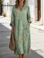 Women's Floral Art Print Casual Cotton Dress