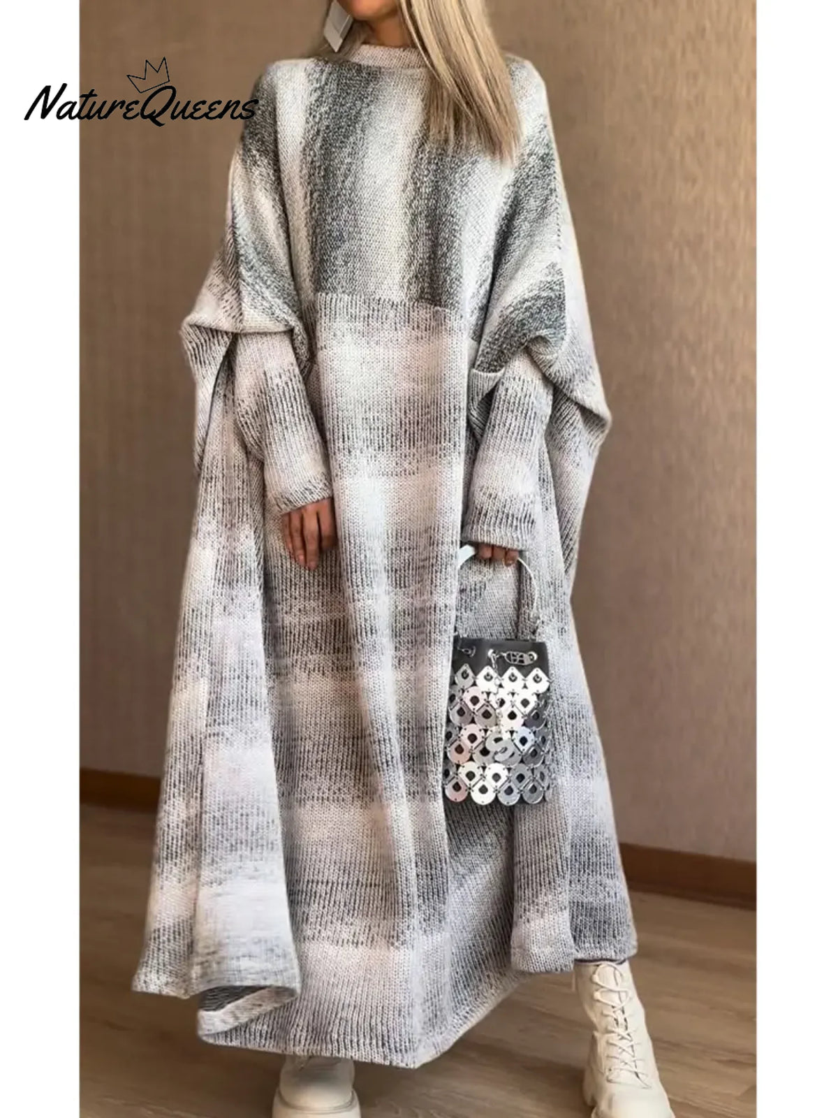 Women's Striped Loose Long-sleeved Knit Dress