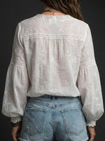 Women's V-Neck Long Sleeve Lace Shirt