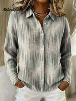 Visual Line Decorative Patterns Casual Shirt Collar Long Sleeve Sweater