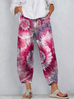 Women's Vintage Nationality Pattern Art Prints Casual Denim Cotton Pants