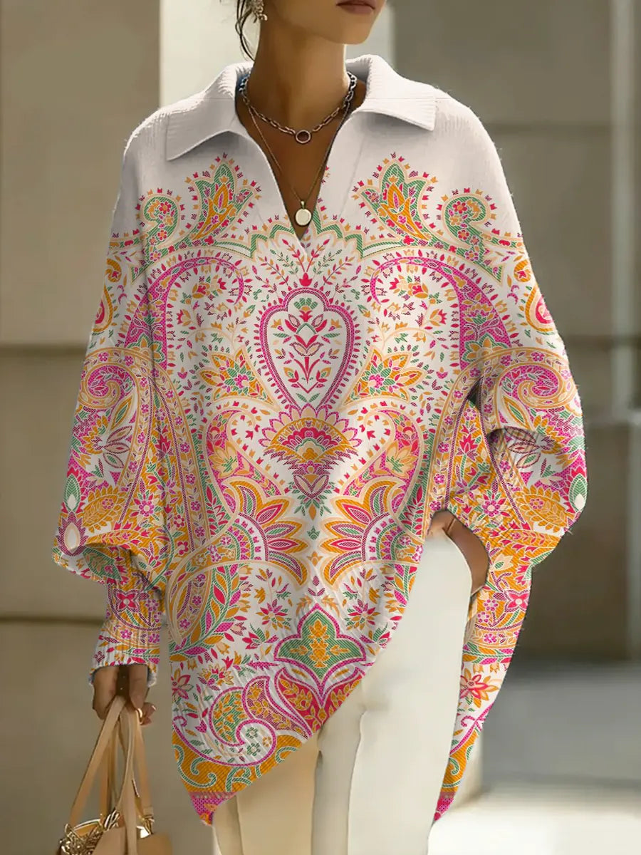 Women's Floral Art Print Casual Knit Sweater