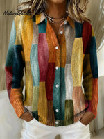 Women's Retro Colorful Striped Artcollared Sweater