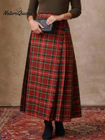 Women's Scottish Plaid Pleated Cotton Skirt