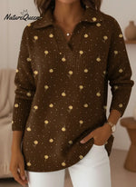 Women's Vintage Flowers Art V-neck Sweater