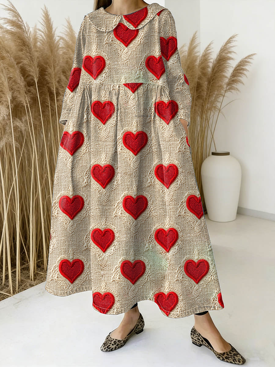 Women's Valentine's Day Love Art Print Casual Denim Dress