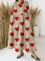 Women's Valentine's Day Love Art Print Casual Denim Dress