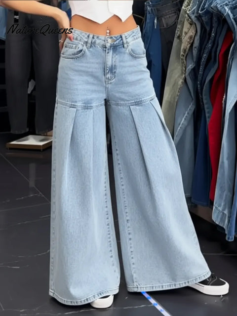 Women's Casual Cotton Wide-leg Jeans