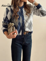 Women's Classic Diamond Pattern Cardigan