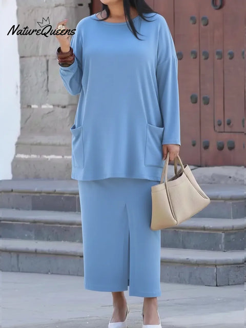 Women's Comfortable Stretch Top And Skirt Two-piece Set