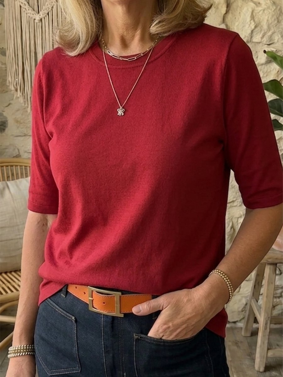 Cozy Minimalist Half-sleeve 100% Cotton T-shirt