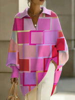 Women's Abstract Pattern Art Print Casual Knit Sweater