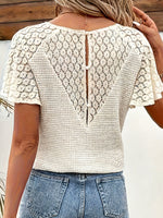 Women's V-neck Lace Casual Knit Top
