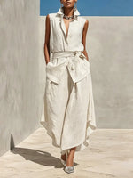 Women's Minimalist Cotton And Linen Set With A Designer Feel