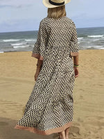 Women's Retro Pattern Art Print Casual Cotton Dress