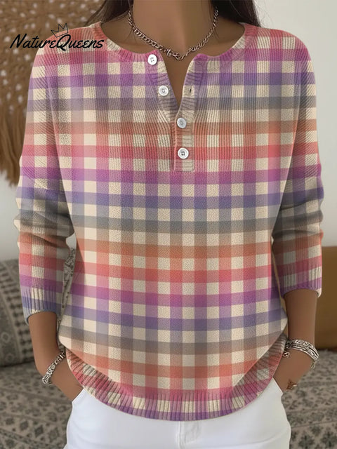 Women's Gradient Color Stripes Casual Sweater