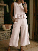 Women's Sleeveless Vest And Cropped Pants Set