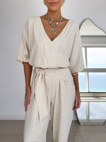 Women's Linen And Cotton Jumpsuit