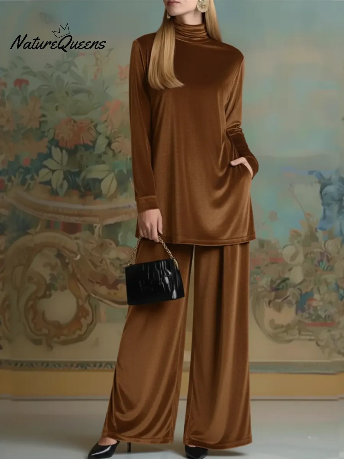 Women's Cozy Velvet Top and Pants Two-Piece Set