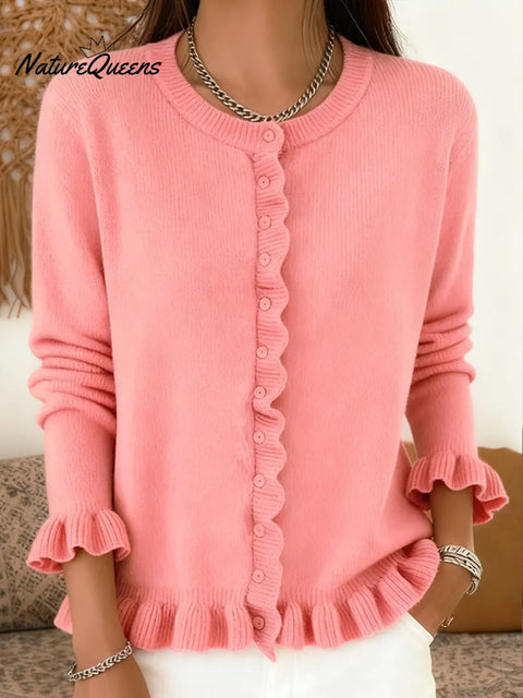 Women's Comfortable Ruffled Cardigan