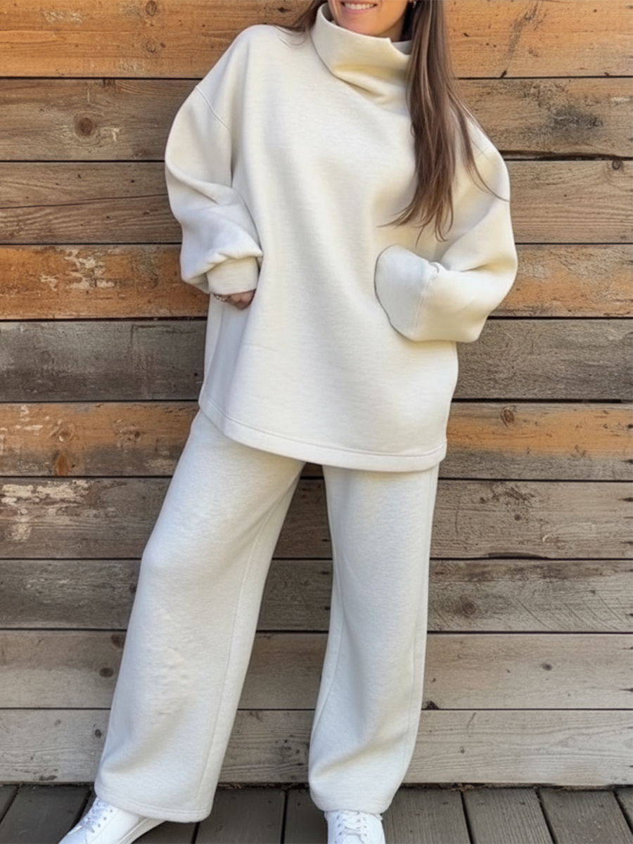 Cozy Sweatshirt And Wide-leg Pants Two-piece Set