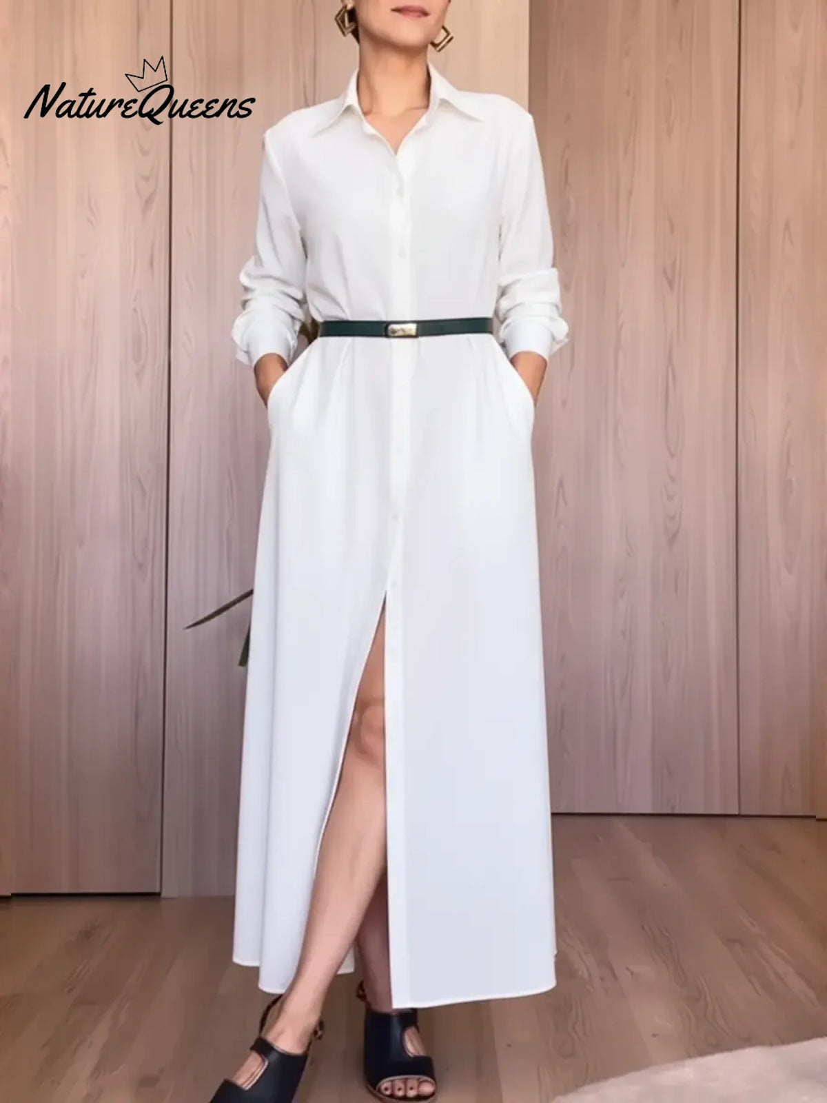 Women's Casual Cotton Shirt Dress