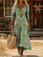 Women's Floral Pattern Art Print Casual Cotton Dress