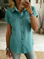 Women's Simple Cotton And Linen Short-sleeves Top