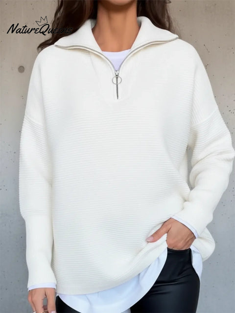 Women's Cozy Zipper Collar Sweater Pullover