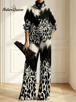 Women's Abstract Pattern Art Print Casual Cotton Knitted Suits