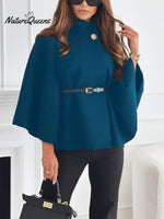 Women's Stylish Elegant Solid-color Wool Cape Coat