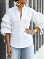 Women's Casual Design Puff Sleeve Shirt