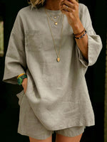 Cozy Loose-fit Cotton-linen Two-piece Set