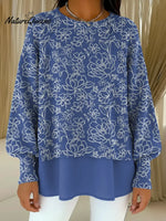 Women's Floral Pattern Art Print Casual Knitted Sweater