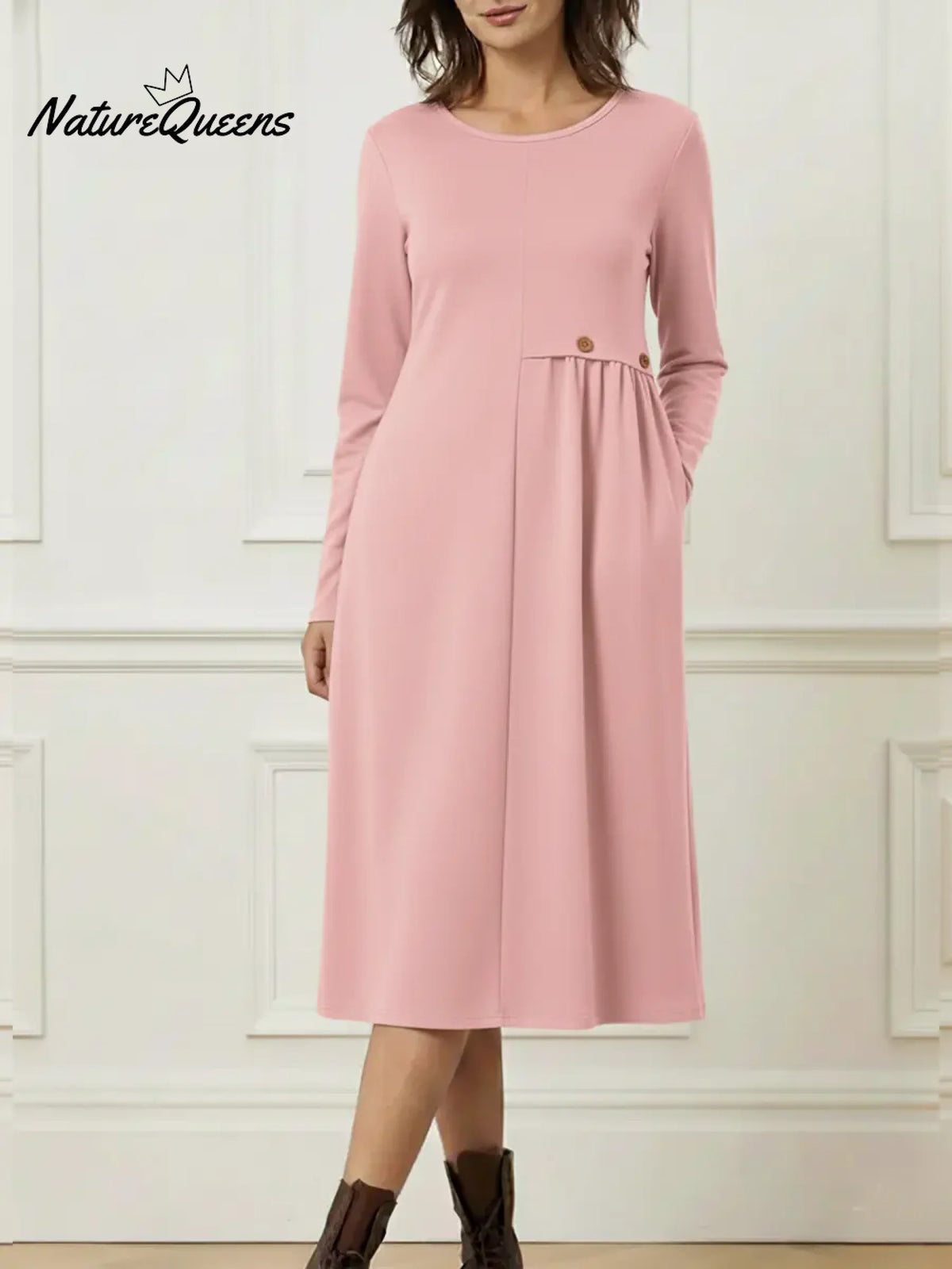 Women's Cozy Long-sleeved Cotton Dress