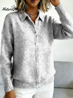 Distressed American Flag Decorative Pattern Casual Shirt Collar Long Sleeve Sweater