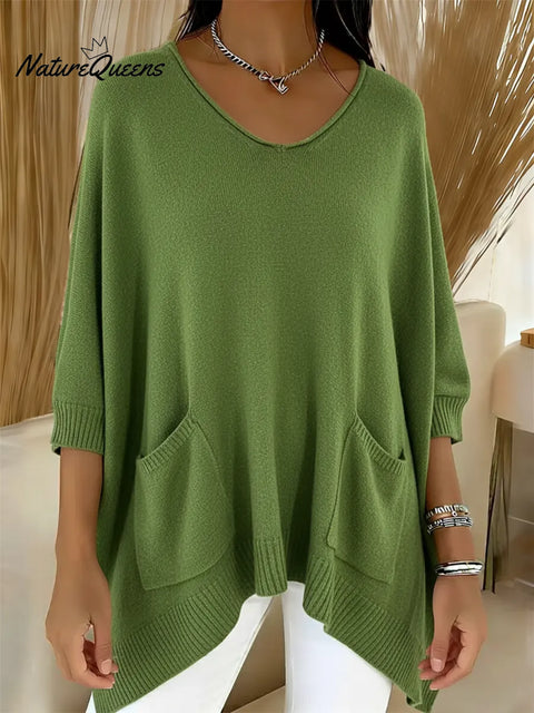 Women's Casual Loose Pocket Knit Sweater