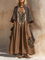 Boho Retro Loose Linen Cotton Two-piece Set