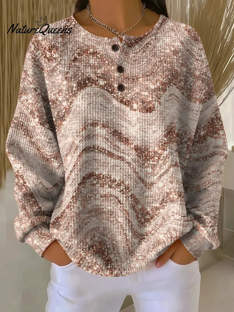 Women's Sparkling Texture Print Casual Cotton Shirt