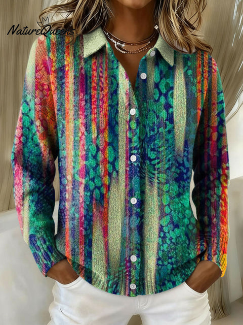 Women's Geometric Abstract Patchwork Pattern Art Print Cowl Neck Sweater