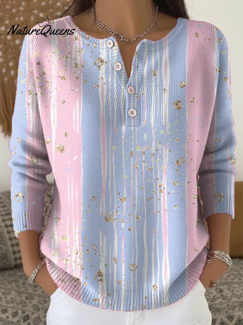Women's Abstract Pattern Art Print Casual Cardigan Sweater