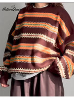 Women's Geometric Print Loose Pullover Sweater
