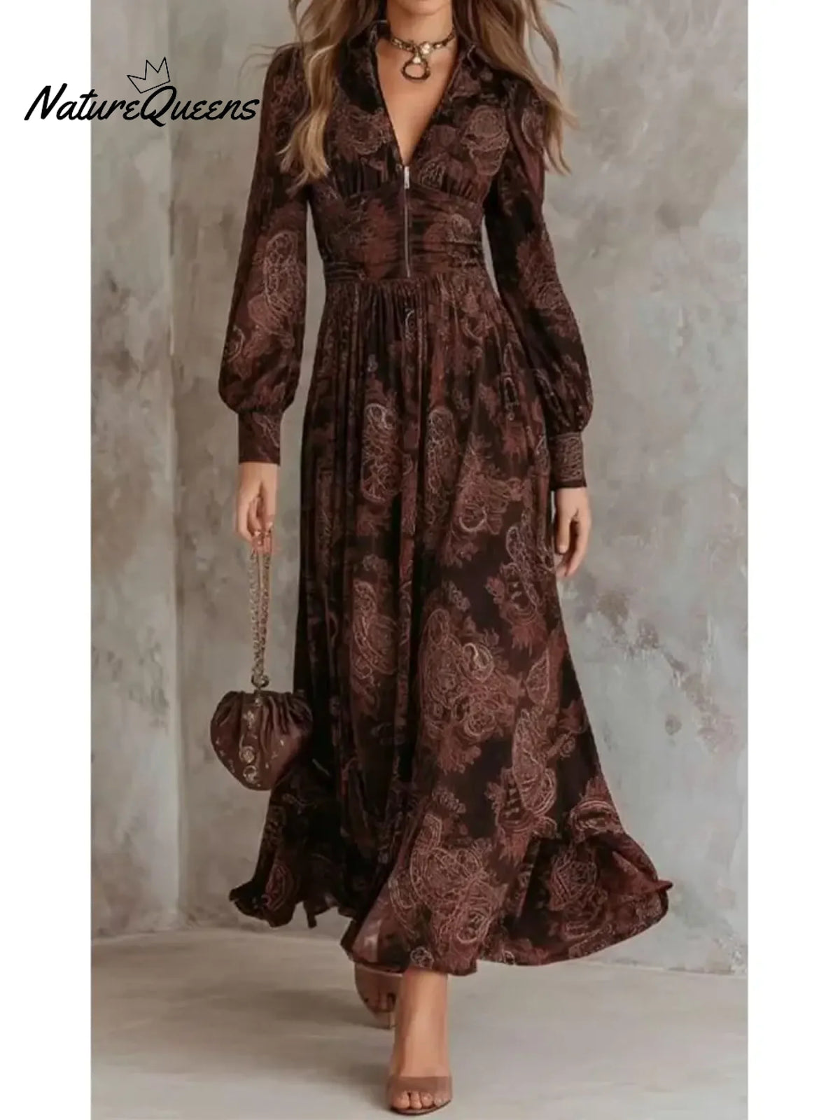 Women's Vintage Paisley Print Dress