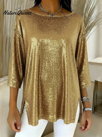 Women's Sparkly Christmas Round-neck Top