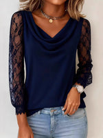 Women's Lace-trimmed Turtleneck Top