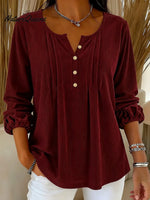 Women's Comfort Corduroy Pleated Cotton Top