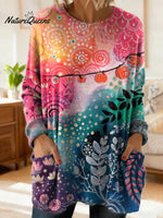 Women's Lovely Floral Flowers Pattern Art Print Casual Cotton Knitted Sweater